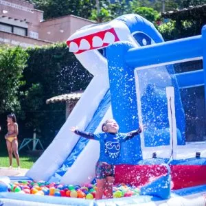 Alquiler de inflable de tiburon.